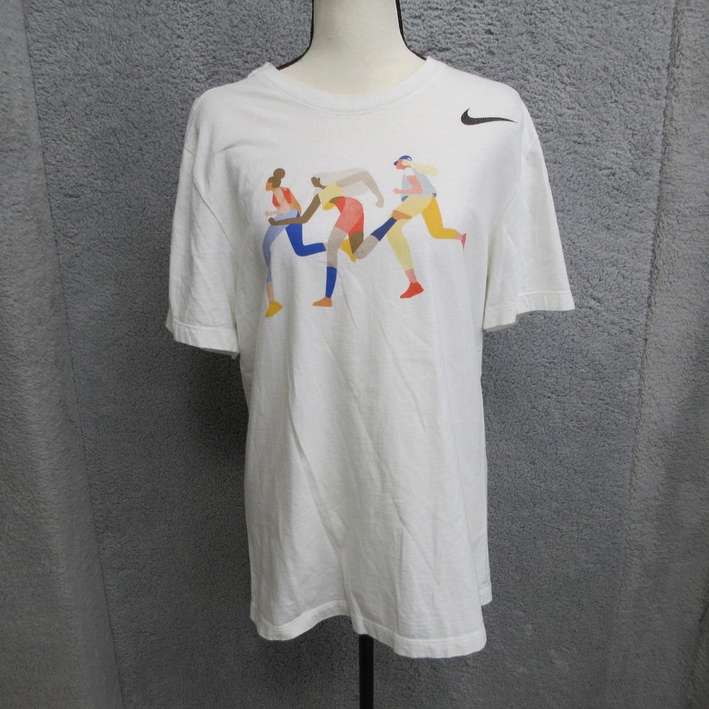 Nike The Nike Tee Womens M White Running Graphic Athletic Streetwear Lightweight
